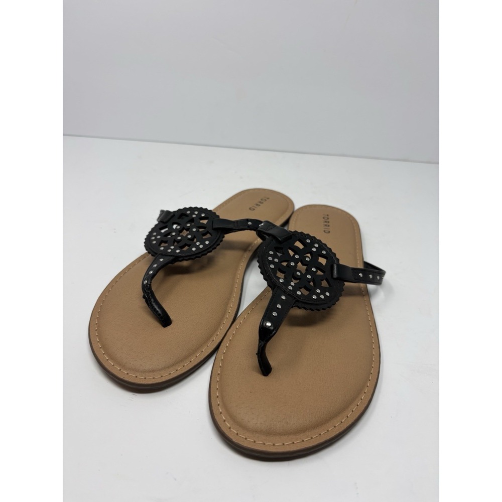 Torrid Bohemian Resort Medallion T-Strap Studs faux-leather Flat Sandals 11WW